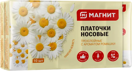 Носовые платочки Магнит Здоровье бумажные 3 слоя