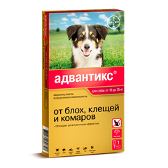 Капли для собак BAYER АДВАНТИКС от блох, клещей и комаров 250 (10-25кг веса) 1 пипетка в упак.