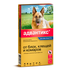 Капли для собак BAYER АДВАНТИКС от блох, клещей и комаров 400 (25-40кг веса) 1 пипетка в упак.