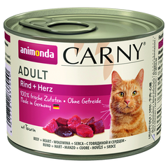 Корм для кошек ANIMONDA CARNY ADULT с говядиной и сердцем для взрослых кошек конс.
