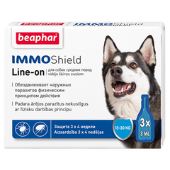 Капли BEAPHAR IMMO Shield для собак средних пород 15-30кг 3 пип. по