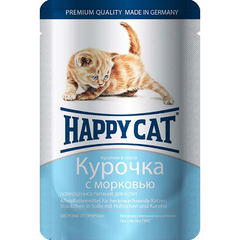 Корм для котят HAPPY CAT Курочка, морковь кусочки в соусе пауч