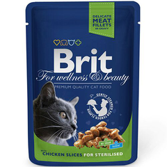 Корм для кошек BRIT Premium Cat Курица для стерилизованных кошек конс. пауч