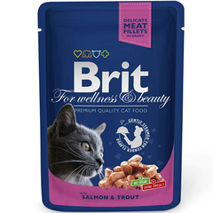 Корм для кошек BRIT Premium Cat Лосось и форель конс. пауч