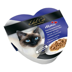 Корм для кошек EDEL CAT Сердца Телятина и ягненок в грушевом соусе конс.