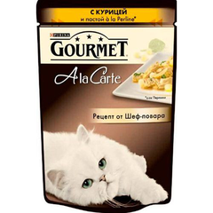 Корм для кошек GOURMET AlaCarte Курица, паста, шпинат в подливе конс.85г