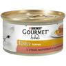 Корм для кошек GOURMET GOLD утка, морковь, шпинат по-французски, кусочки в паштете конс.