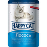Корм для кошек HAPPY CAT Нежные кусочки в соусе ломтики из лосося пауч
