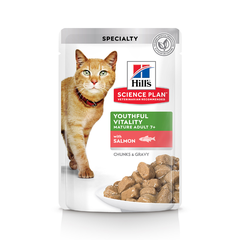 Корм для кошек Hill's Youthful Vitality для пожилых, лосось конс. пауч.