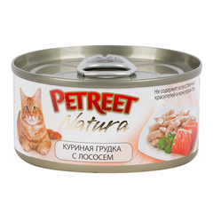 Корм для кошек PETREET Куриная грудка, лосось конс.