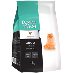 Корм для кошек ROYAL FARM для вывода шерсти, курица сух.
