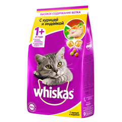 Корм для кошек Whiskas подушечки с паштетом курица, утка, индейка сух.