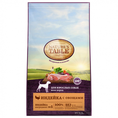 Корм для собак NATURE'S TABLE индейка, овощи сух.