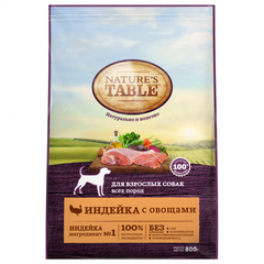 Корм для собак NATURE'S TABLE индейка, овощи сух.