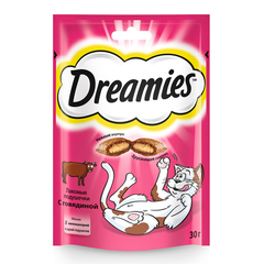 Лакомство для кошек DREAMIES лакомые подушечки с говядиной