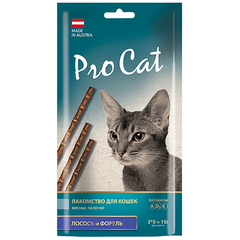 Лакомство для кошек PRO CAT Лакомые палочки лосось, форель 13,5см 5г*3шт