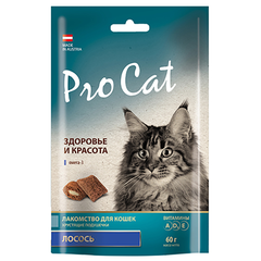 Лакомство для кошек PRO CAT Подушечки Здоровье и красота с Лососем