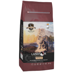 Корм для кошек LANDOR для живущих в помещении, утка с рисом сух.