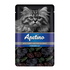 Корм для кошек APETINO для стерилизованных индейка, горошек в соусе пауч