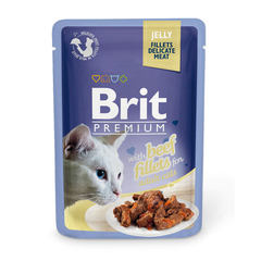 Корм для кошек BRIT Premium Cat Jelly Кусочки из филе говядины в желе пауч