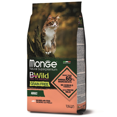 Корм для кошек MONGE BWild Grain Free беззерновой лосось с горохом сух.
