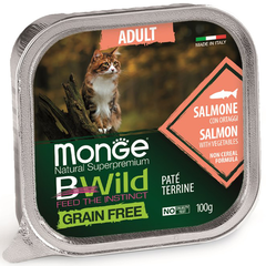 Корм для кошек MONGE BWild Grain Free беззерновой лосось с овощами ламист.